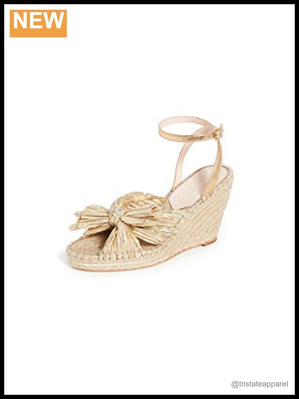 Woven Raffia Espadrille Wedge Sandal with Ankle Strap & Buckle